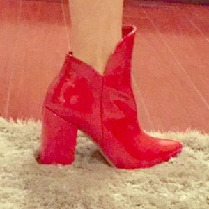 Red Patent Leather Booties